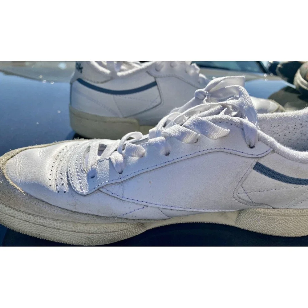 Reebok White Leather Shoes Mens 8.5 Classic Lace Up Low Top Casual Sneakers